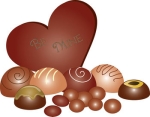 Clip Art Illustration of a Chocolate Valentine Heart with Truffl